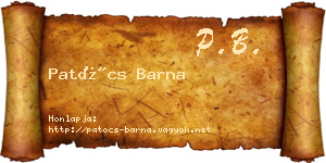 Patócs Barna névjegykártya