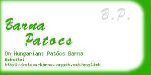 barna patocs business card