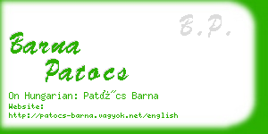 barna patocs business card